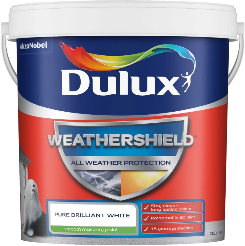 Weathershield Smooth Masonry Paint 7.5 Litres White Timbermills